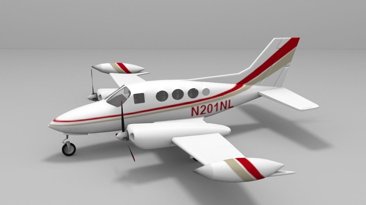 Cessna 401 Low-poly 3D model_2