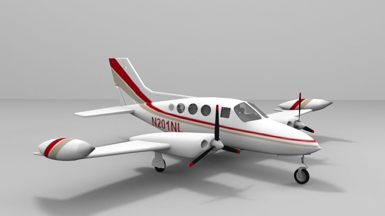 Cessna 401 Low-poly 3D model_9
