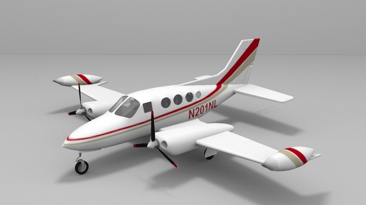 Cessna 401 Low-poly 3D model_1