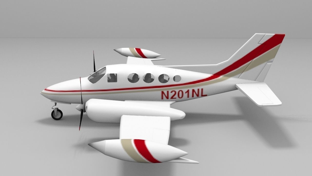 Cessna 401 Low-poly 3D model_3