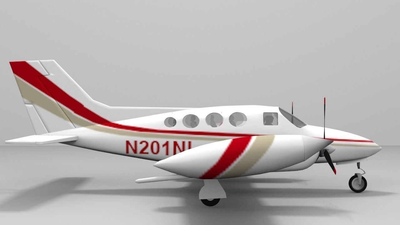 Cessna 401 Low-poly 3D model_13