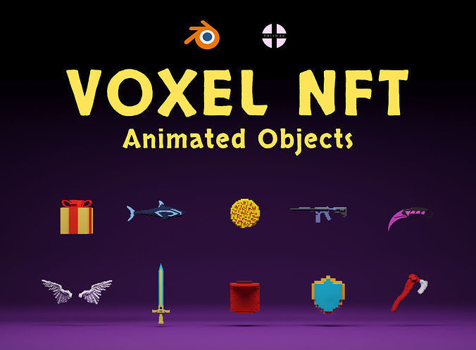 VOXEL NFT Animated Objects for Blender 3D model