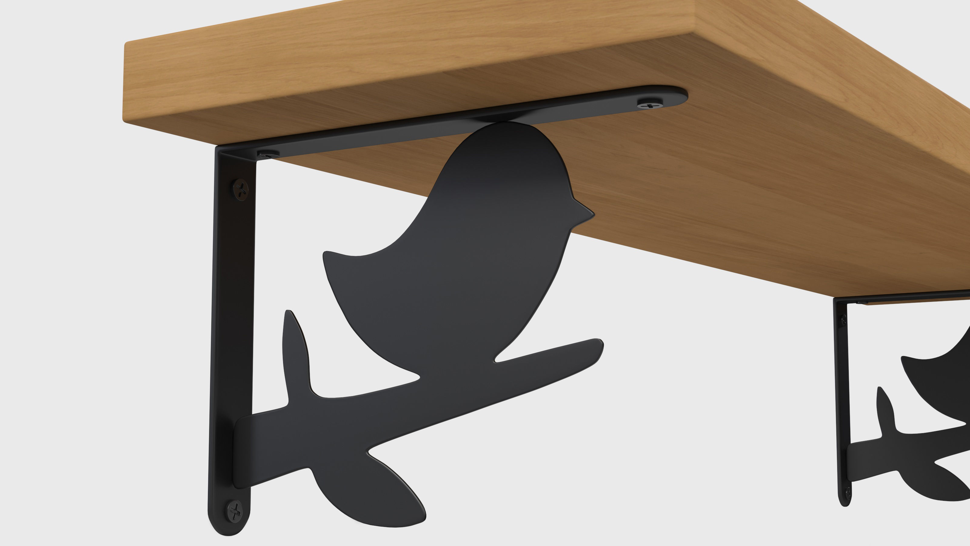 Wooden Wall Shelf with Bird Decoration 3D model_5