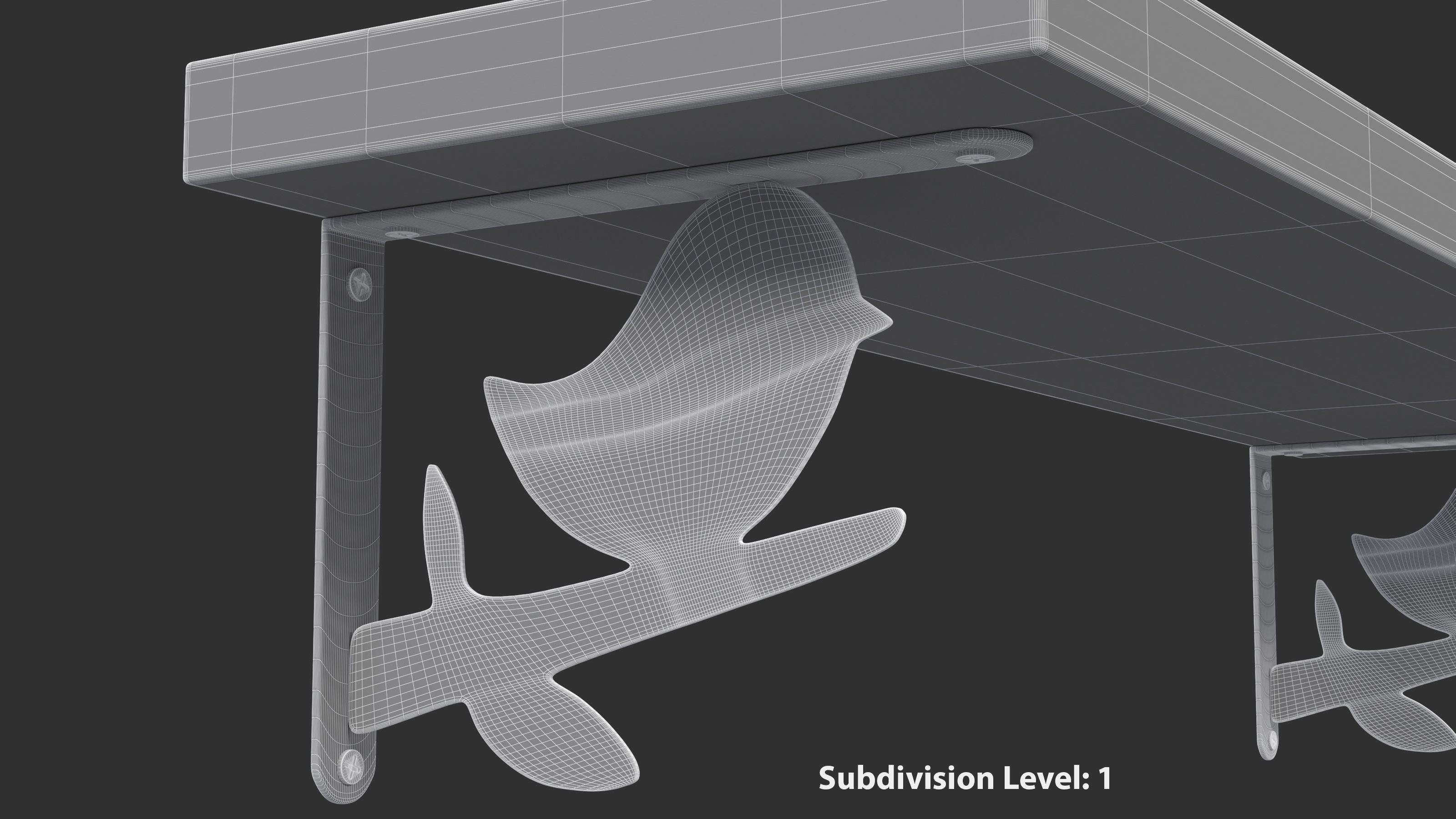 Wooden Wall Shelf with Bird Decoration 3D model_11