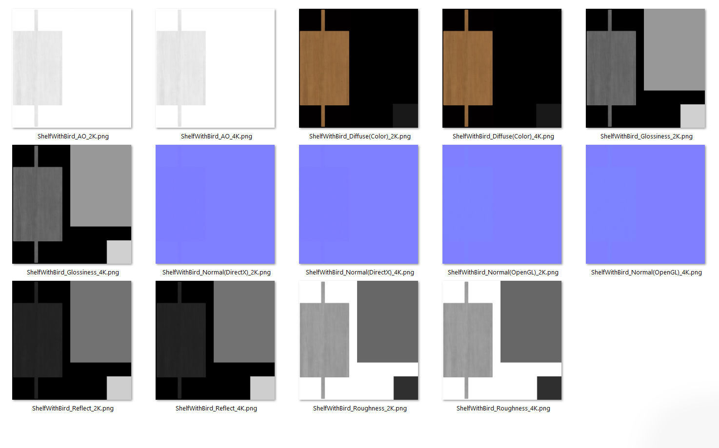 Wooden Wall Shelf with Bird Decoration 3D model_18