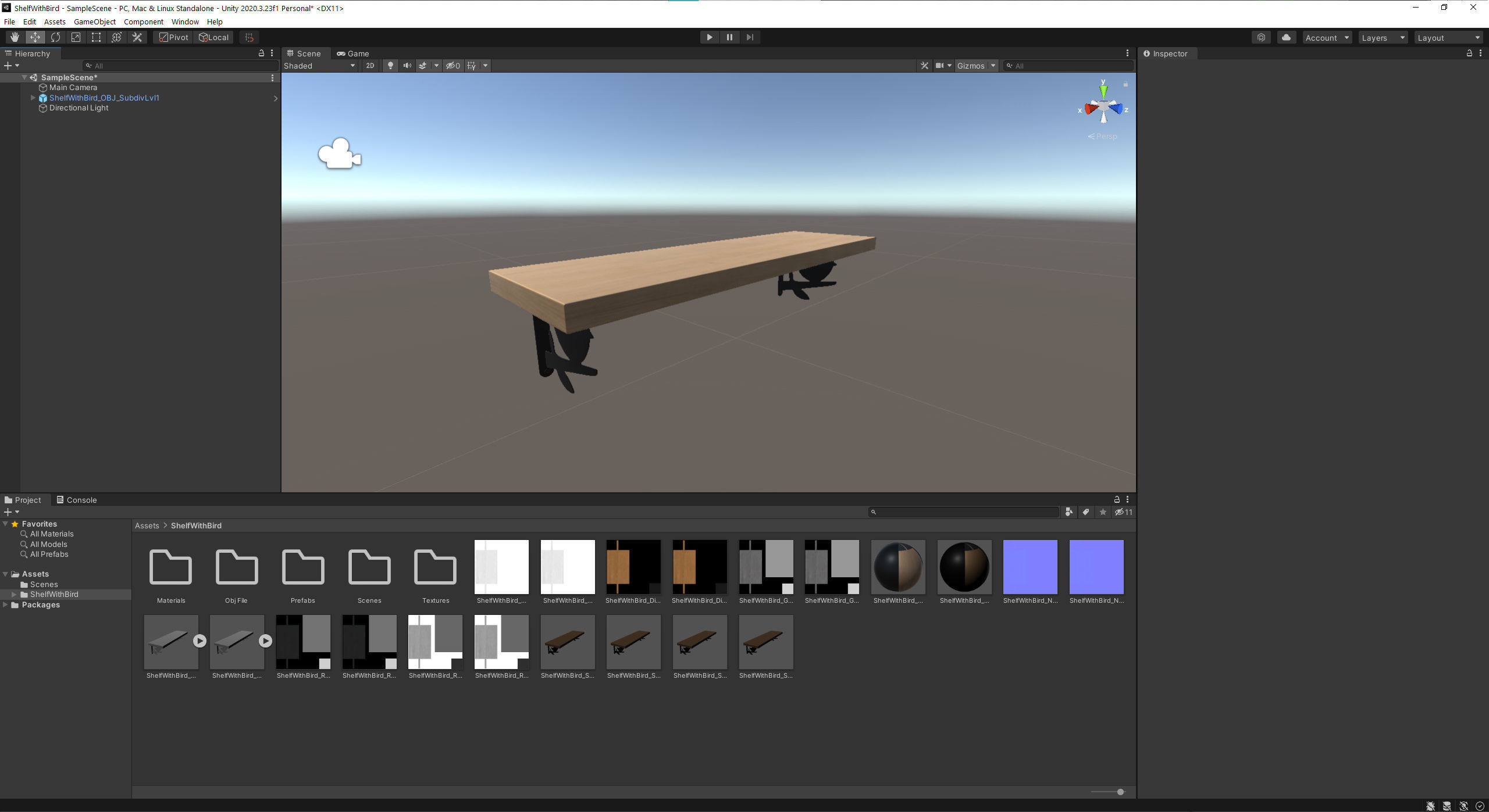 Wooden Wall Shelf with Bird Decoration 3D model_24