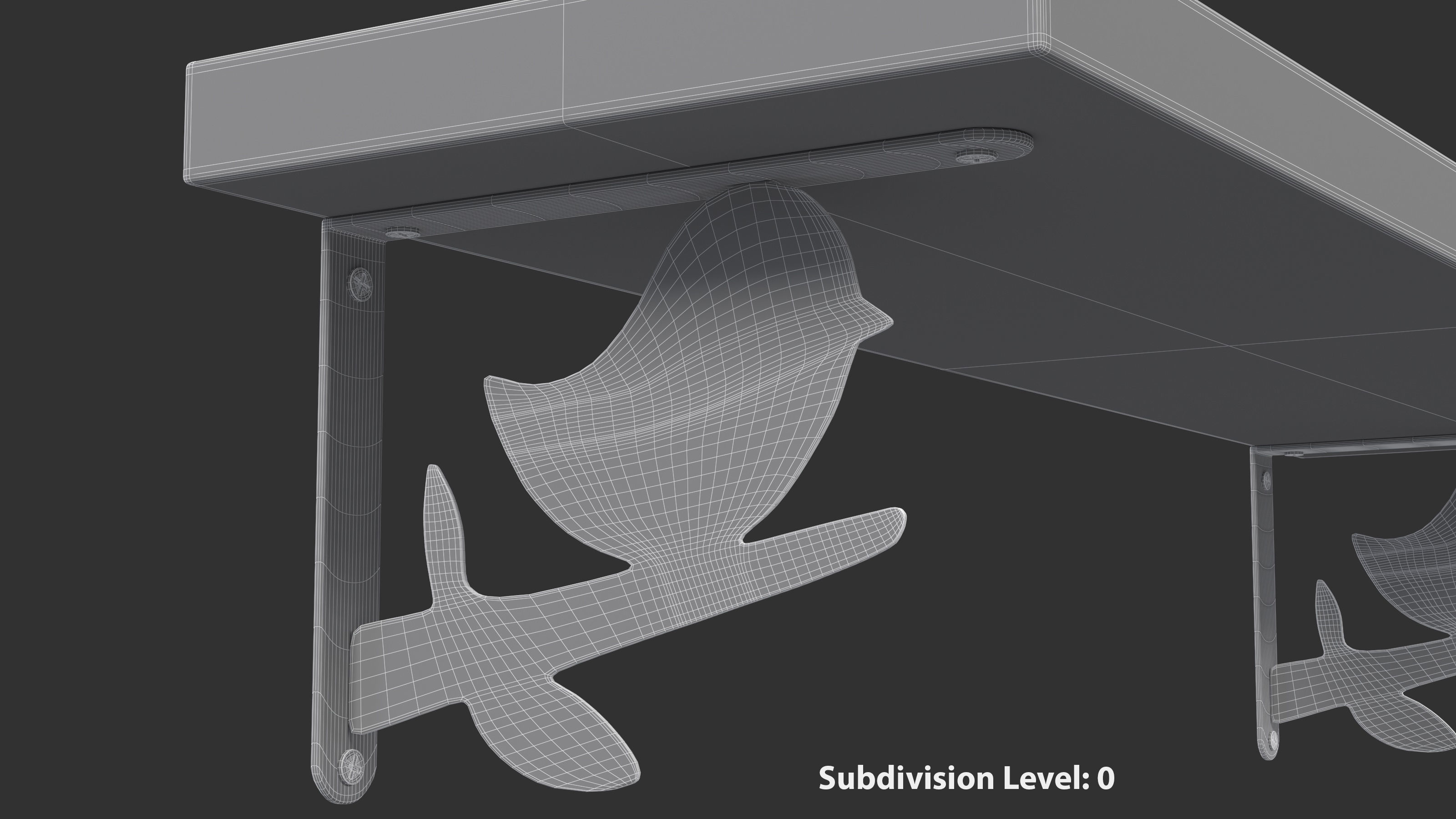 Wooden Wall Shelf with Bird Decoration 3D model_10