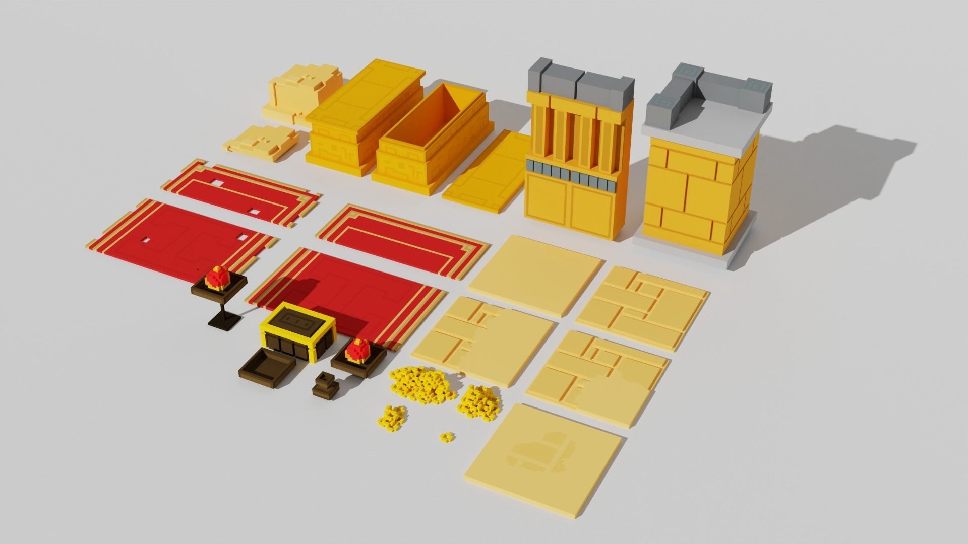 Modular egyptian stage voxel art 3D model_1
