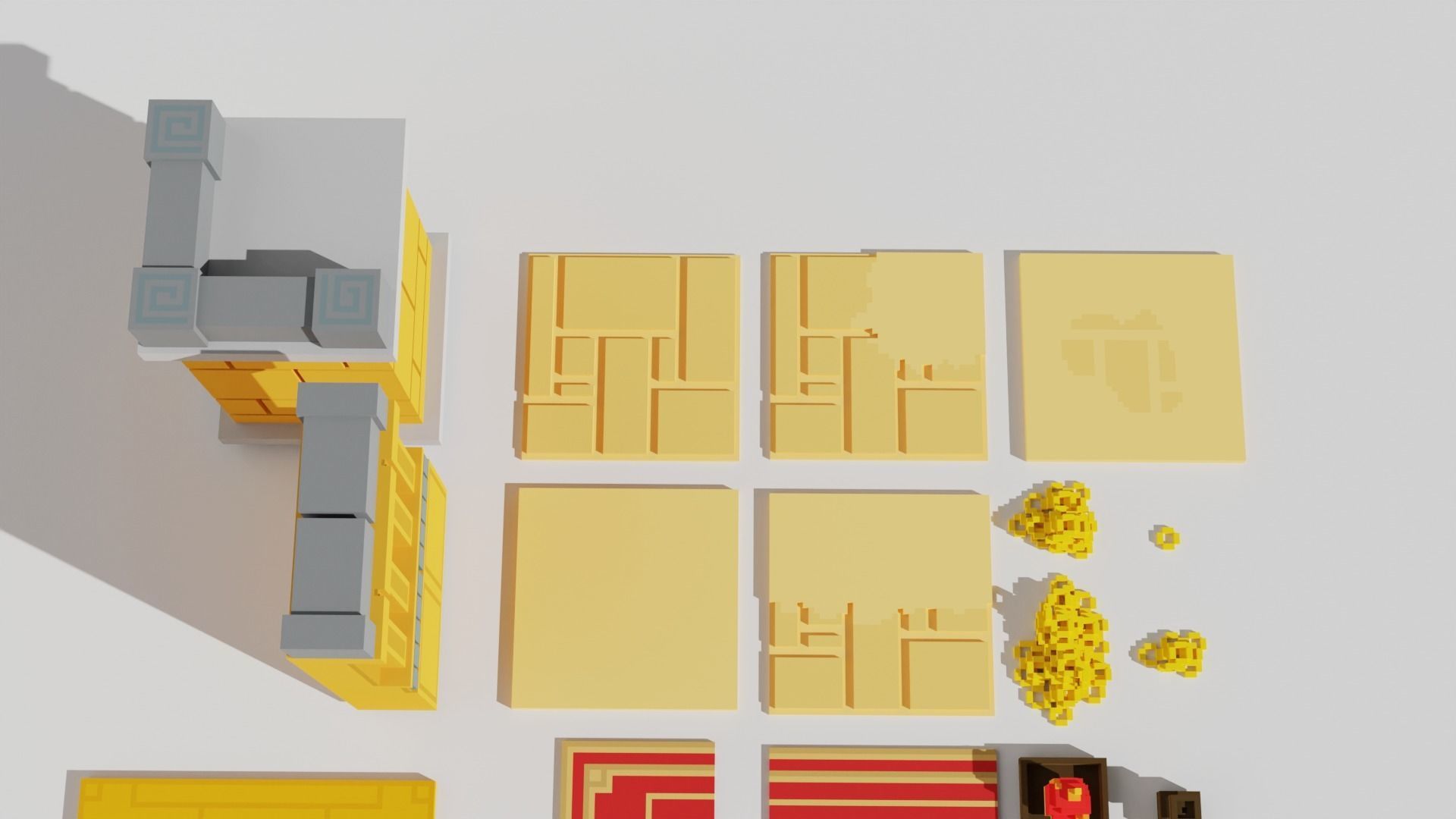 Modular egyptian stage voxel art 3D model_2