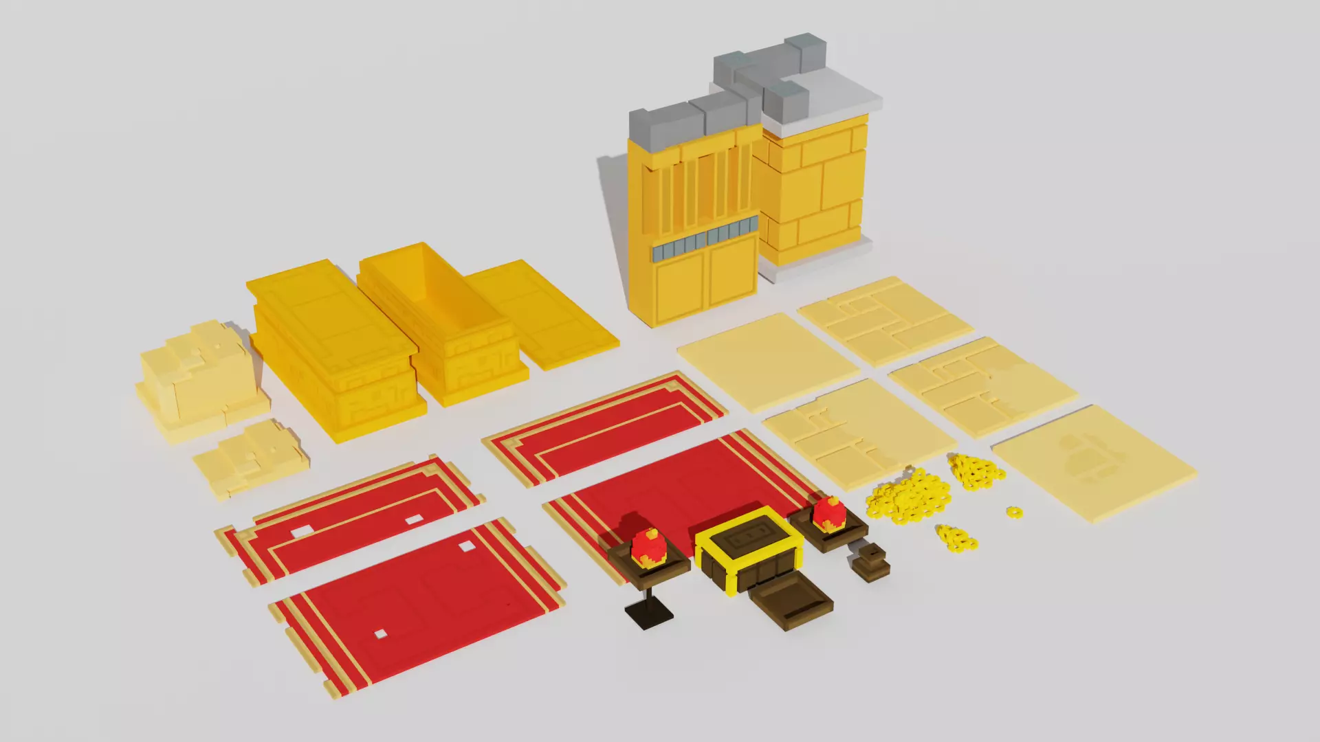 Modular egyptian stage voxel art 3D model_0