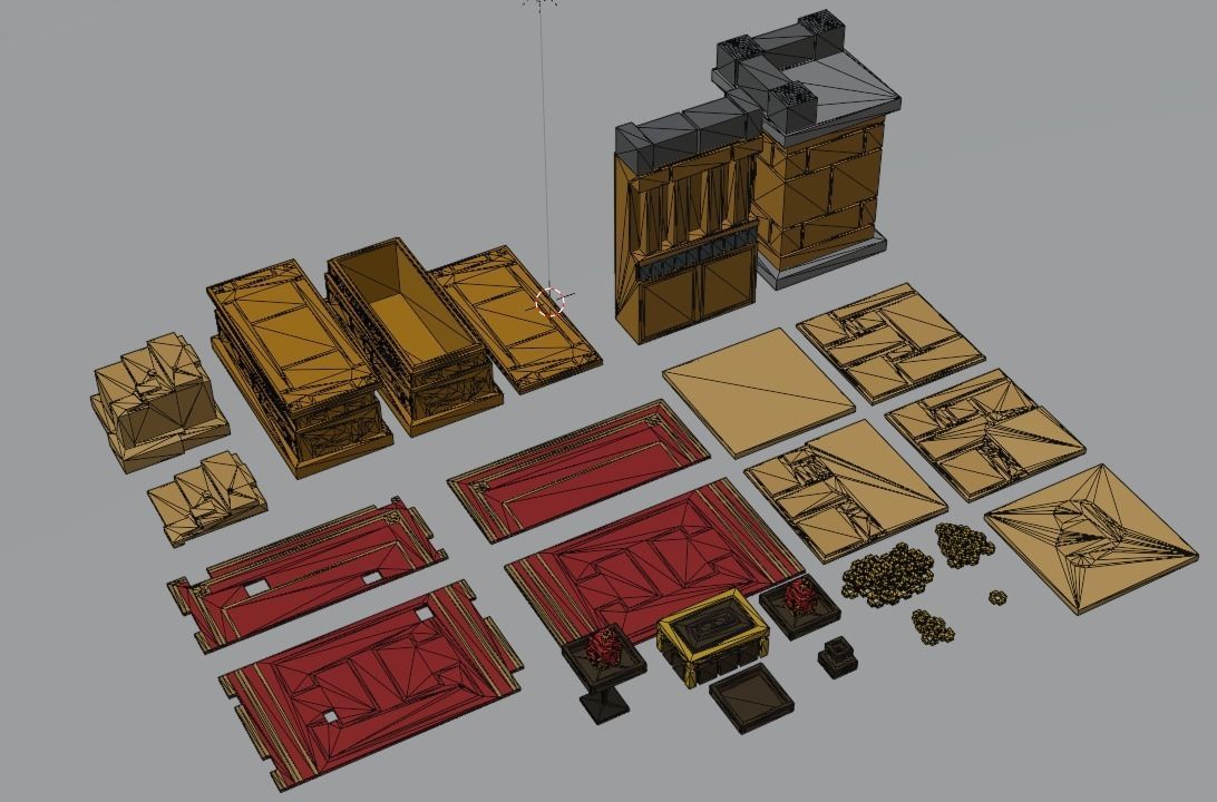 Modular egyptian stage voxel art 3D model_4