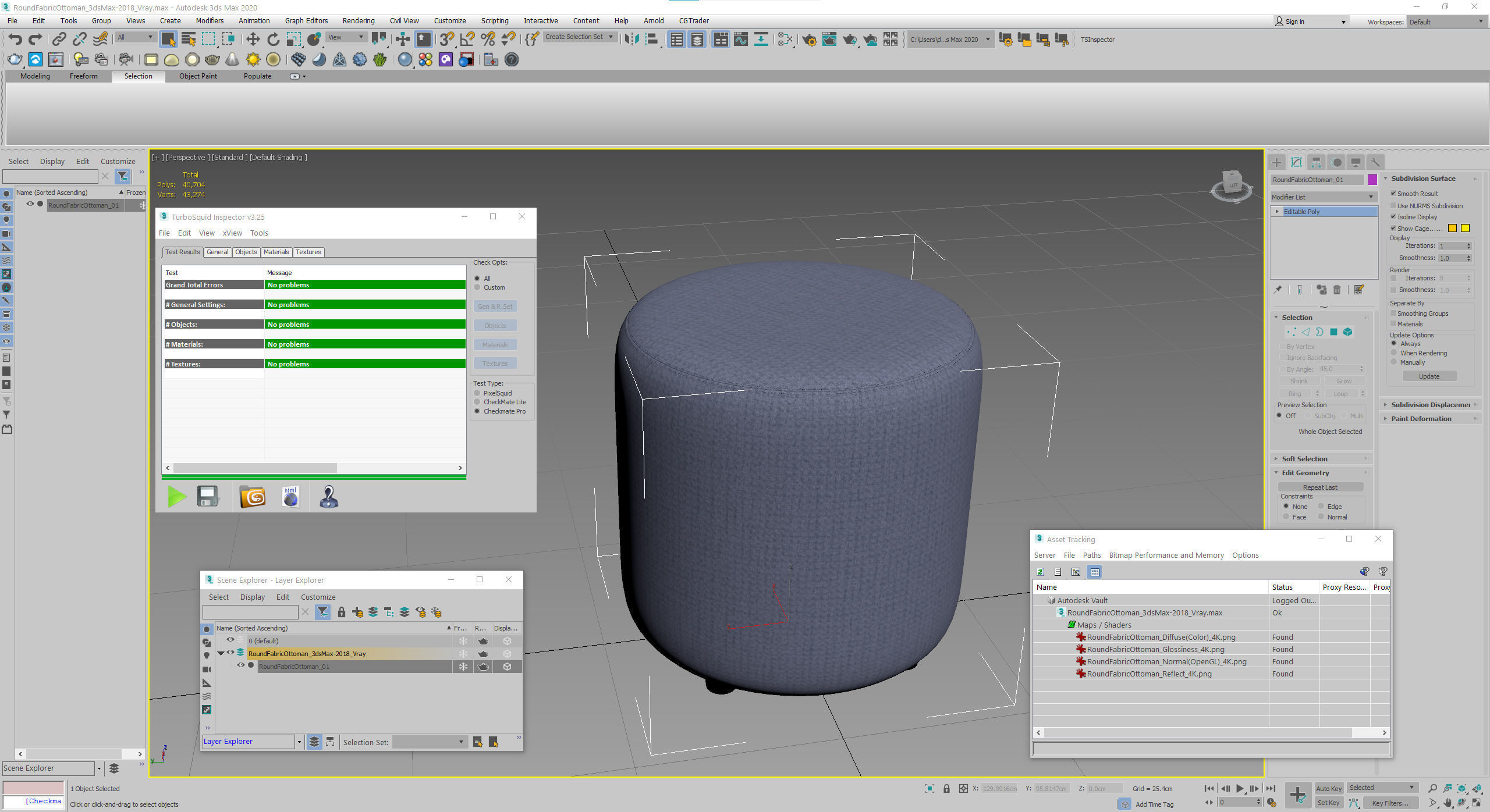  Round Fabric Ottoman 3D model_14