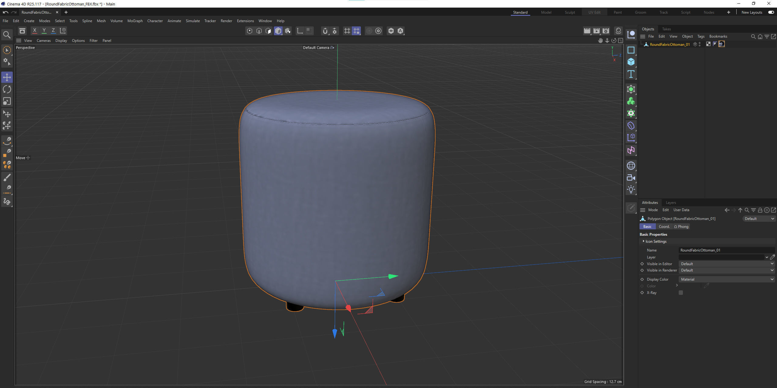  Round Fabric Ottoman 3D model_16