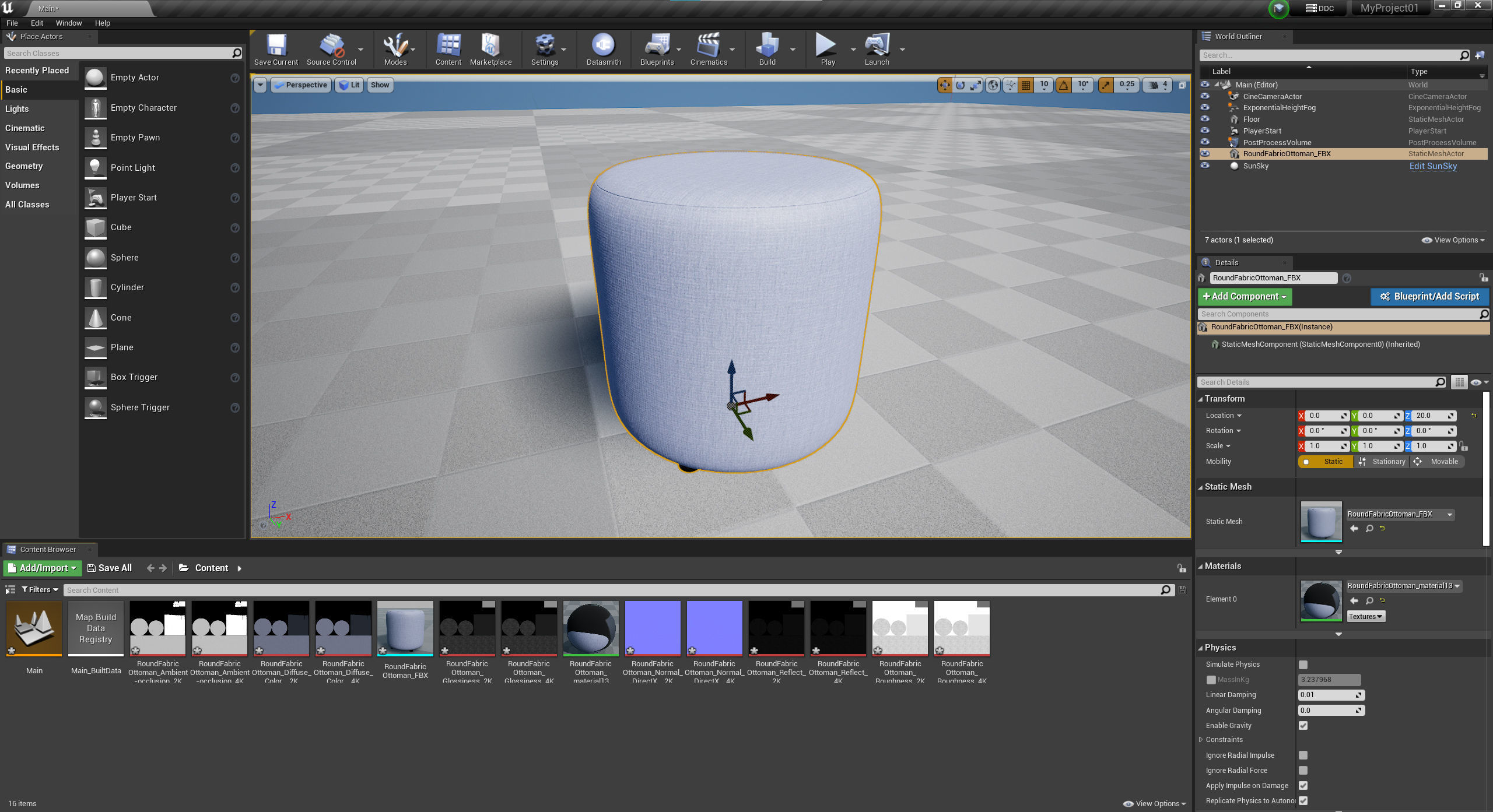  Round Fabric Ottoman 3D model_19
