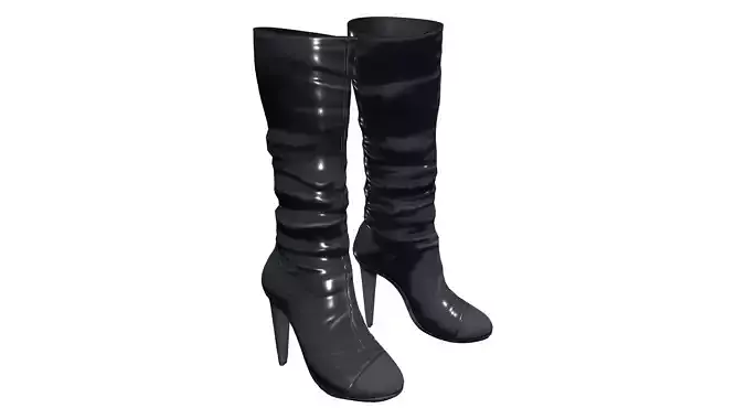 Leather Shiny High Heel Boots