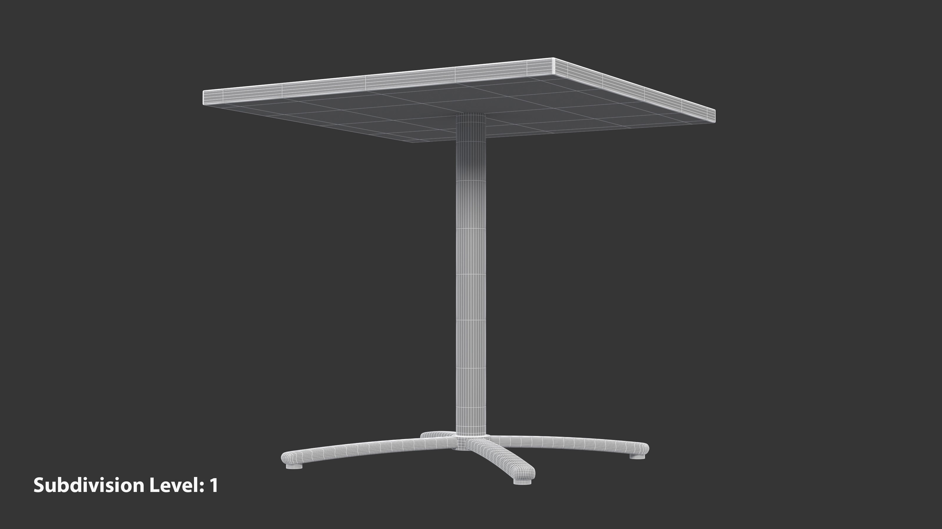 Restaurant Square Table with Metal Base and Wood Top Low-poly 3D model_13