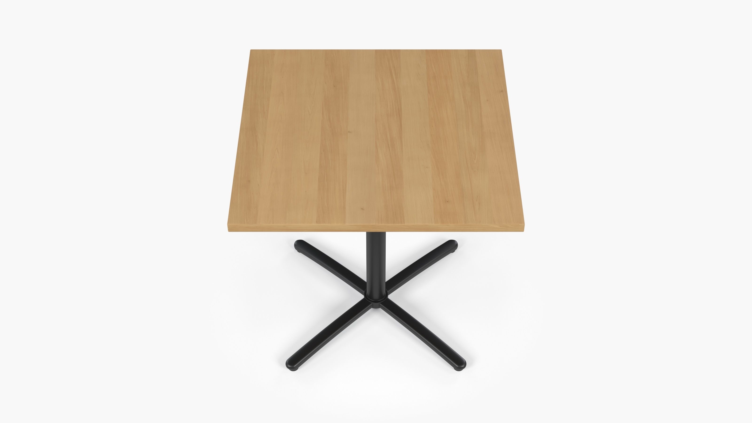 Restaurant Square Table with Metal Base and Wood Top Low-poly 3D model_3