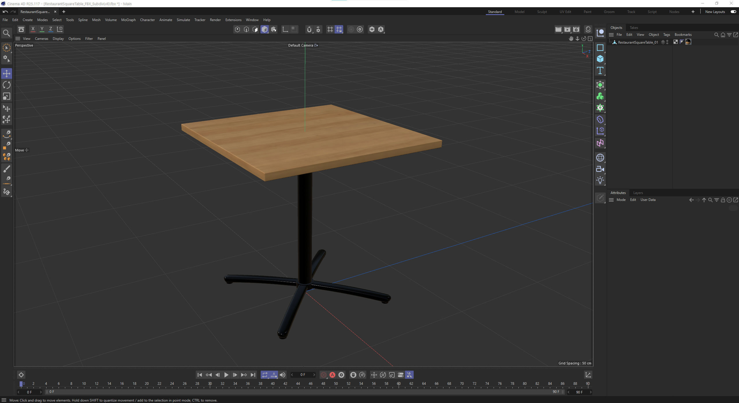 Restaurant Square Table with Metal Base and Wood Top Low-poly 3D model_19