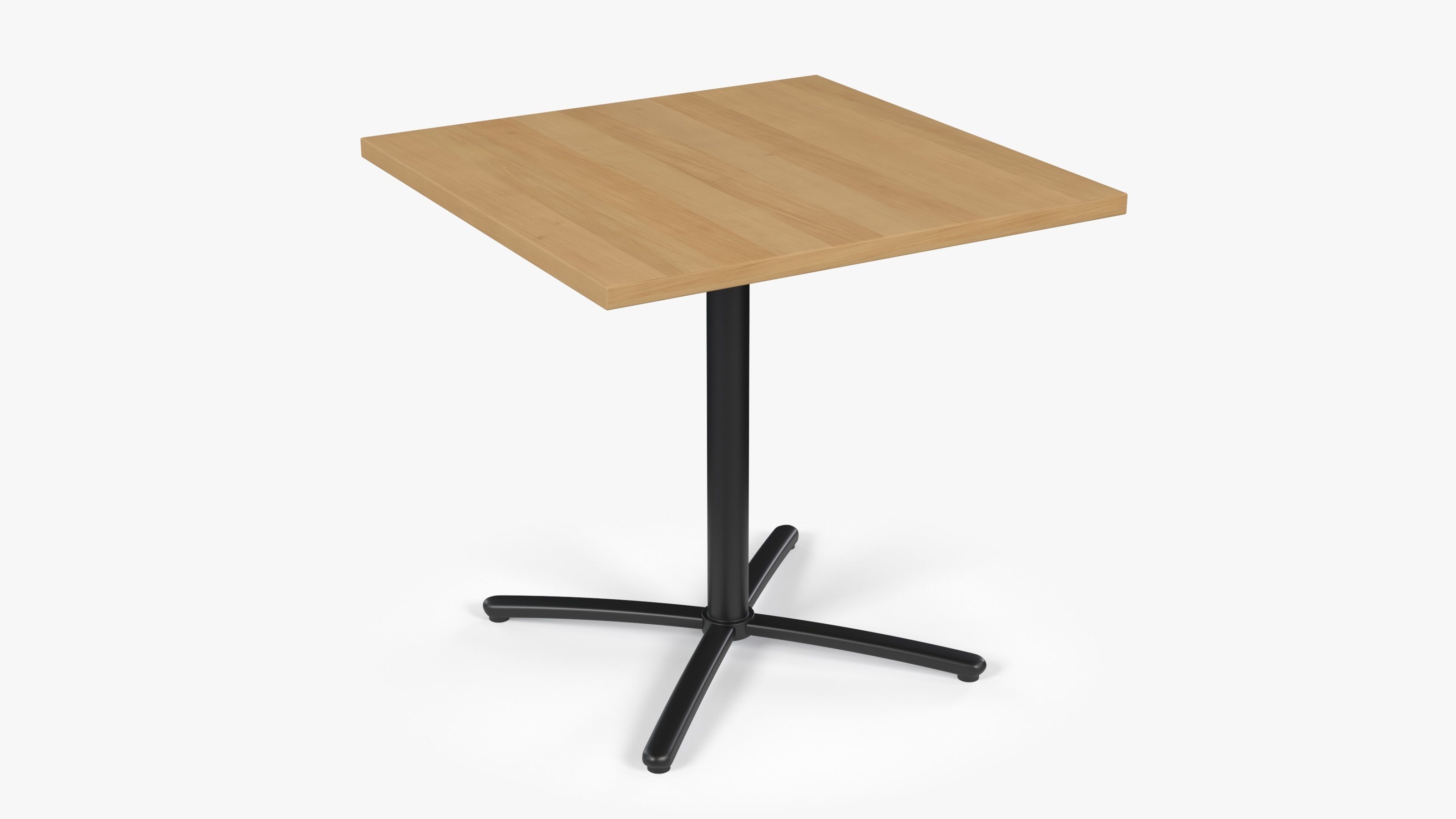 Restaurant Square Table with Metal Base and Wood Top Low-poly 3D model_2