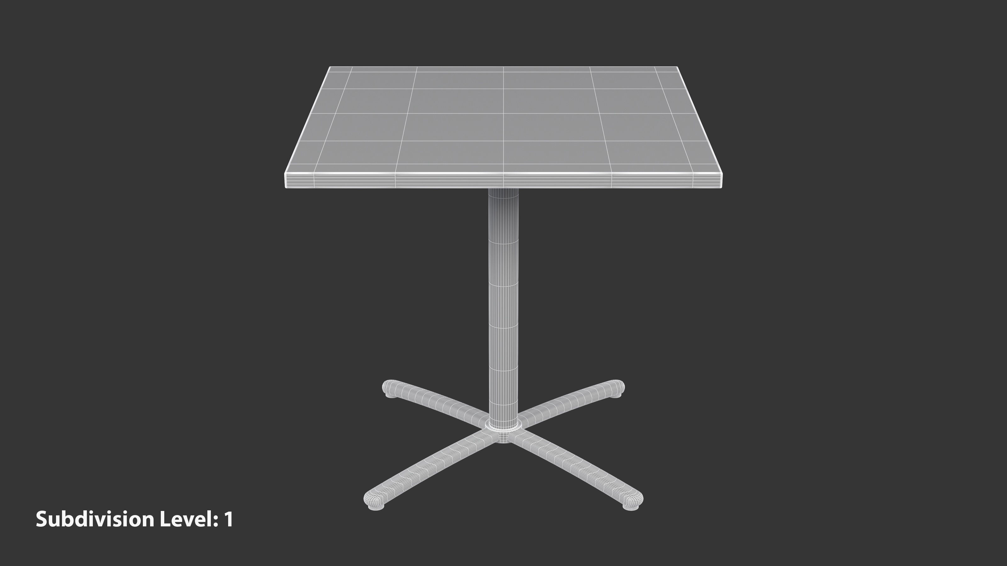 Restaurant Square Table with Metal Base and Wood Top Low-poly 3D model_9