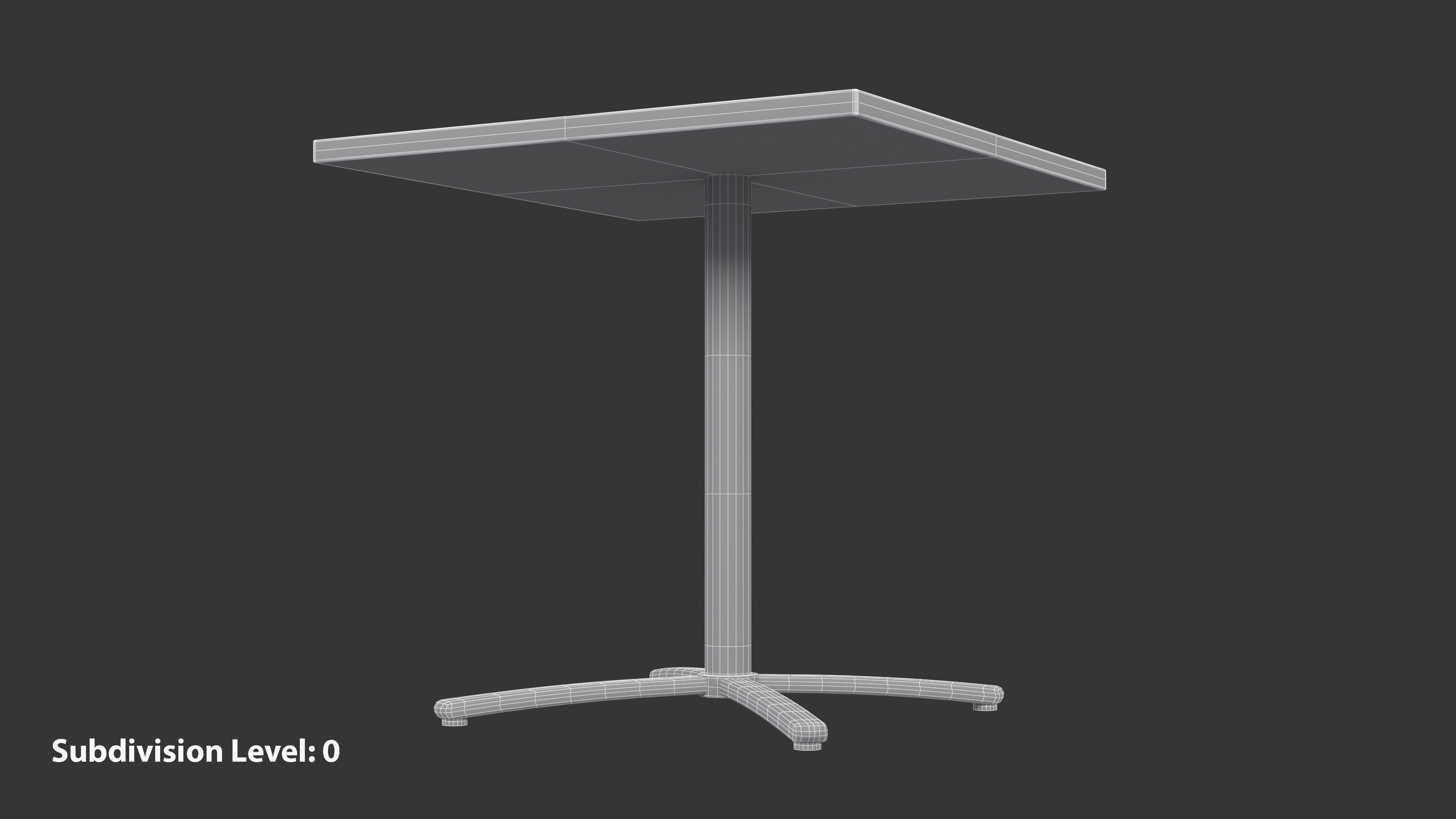 Restaurant Square Table with Metal Base and Wood Top Low-poly 3D model_12