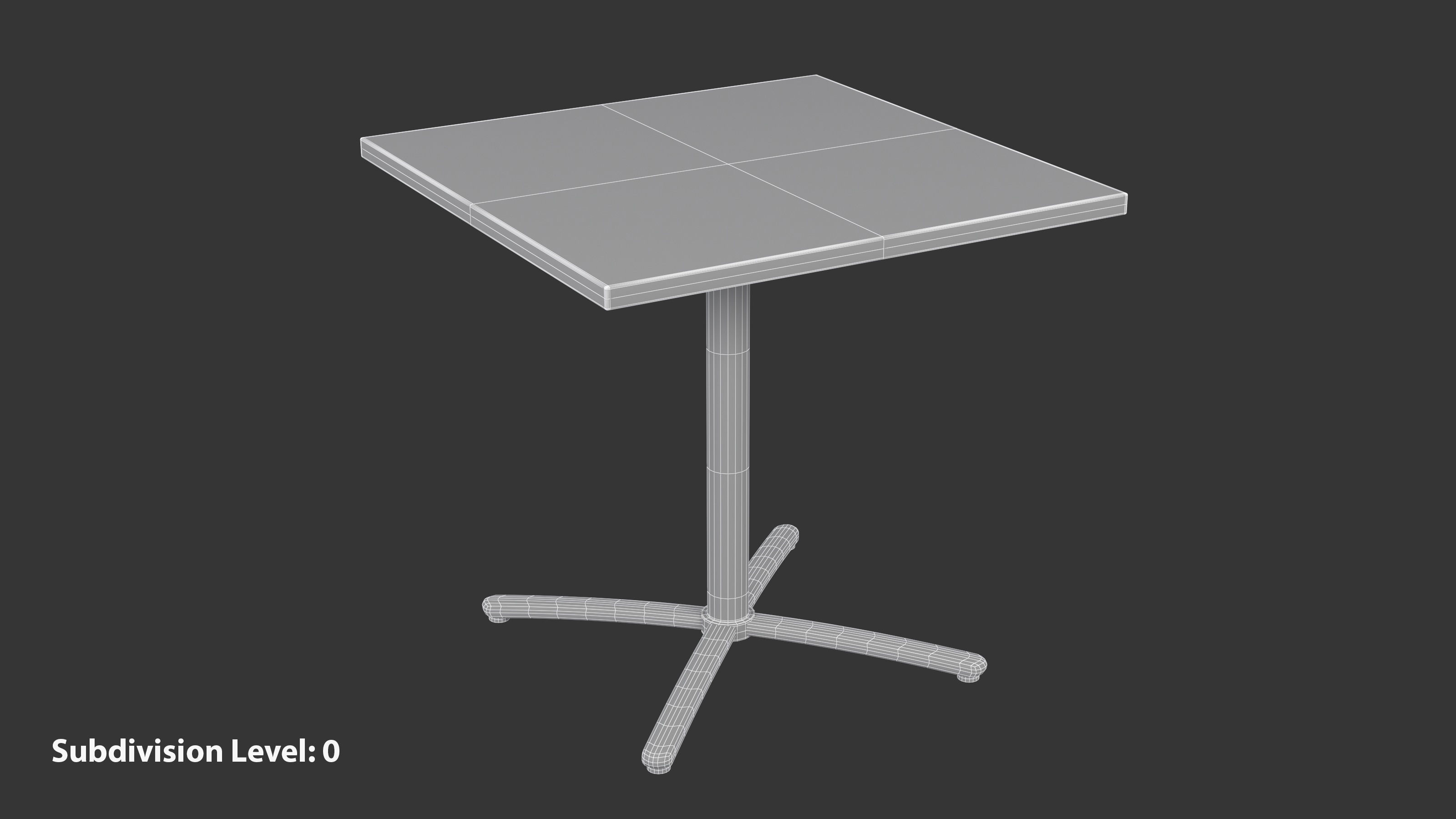 Restaurant Square Table with Metal Base and Wood Top Low-poly 3D model_10