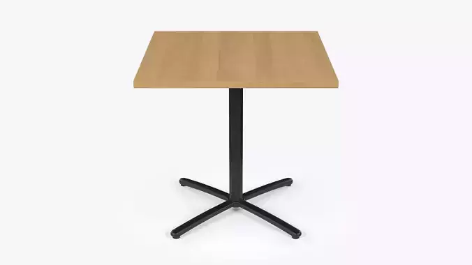 Restaurant Square Table with Metal Base and Wood Top