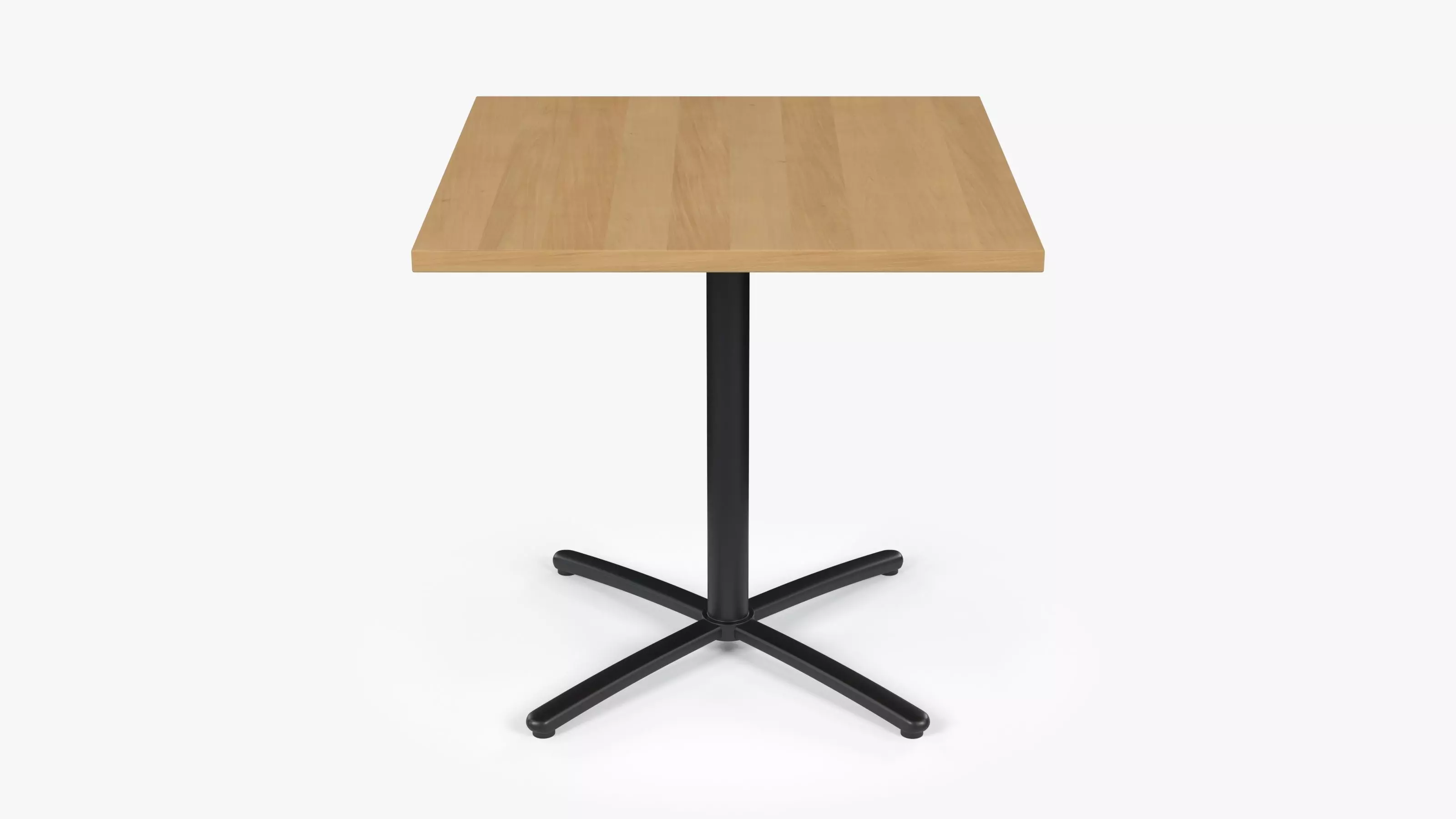 Restaurant Square Table with Metal Base and Wood Top Low-poly 3D model_0