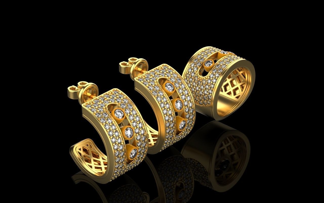 ring earring set  3D print model_1