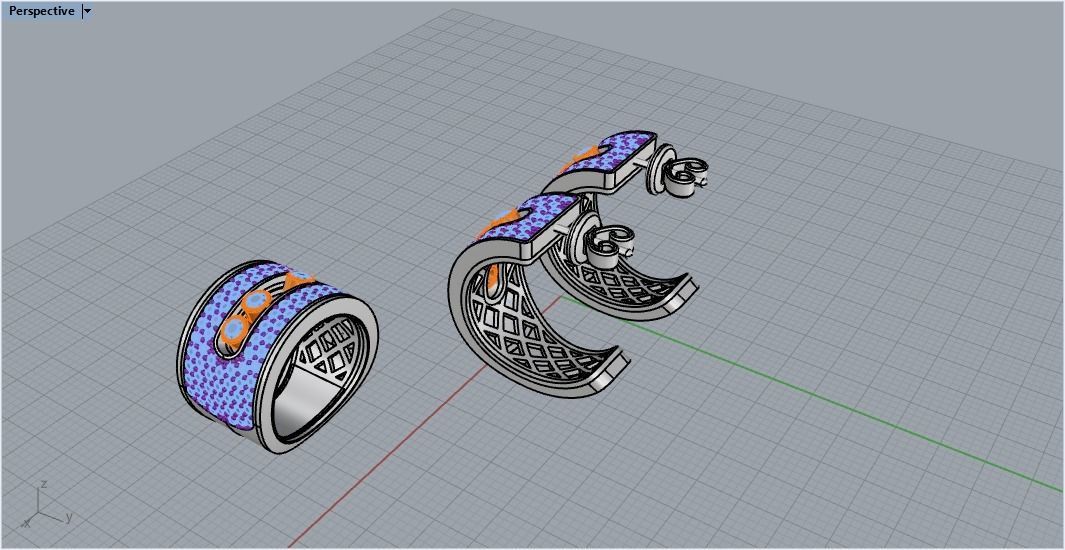 ring earring set  3D print model_7