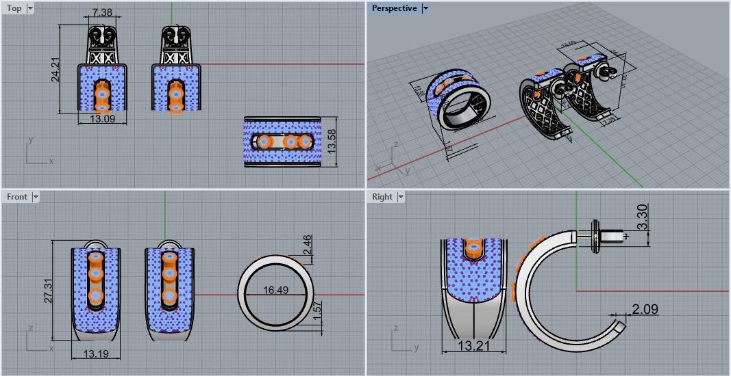 ring earring set  3D print model_3