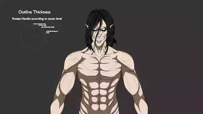 Attack Titan Cel-shaded and rigged 3D model