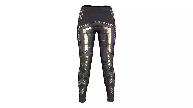 Gold Motifs Decorated Black Tight Pants Low-poly 3D model