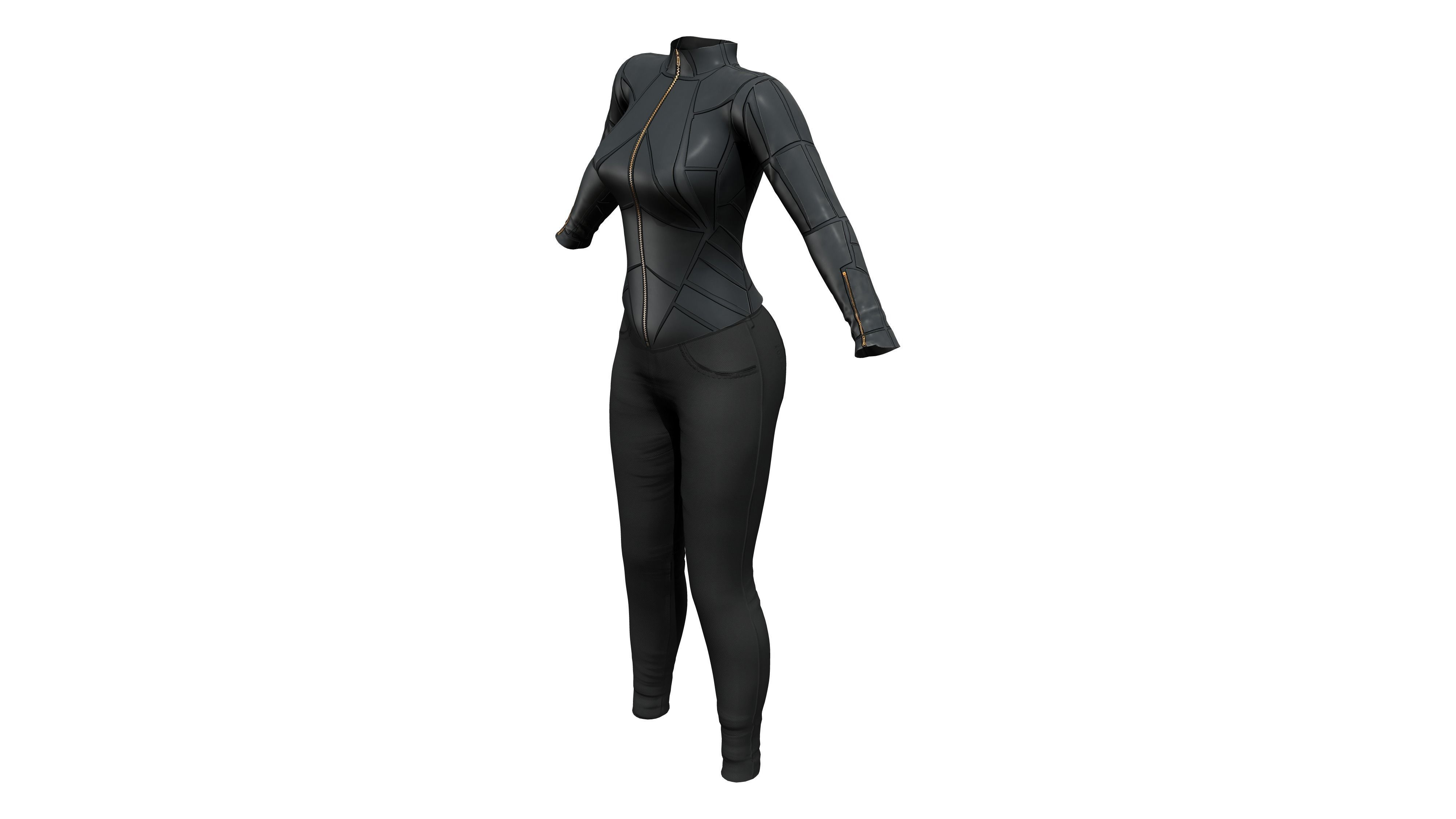 Geometric Patterns Futuristic Outfit Low-poly 3D model_5