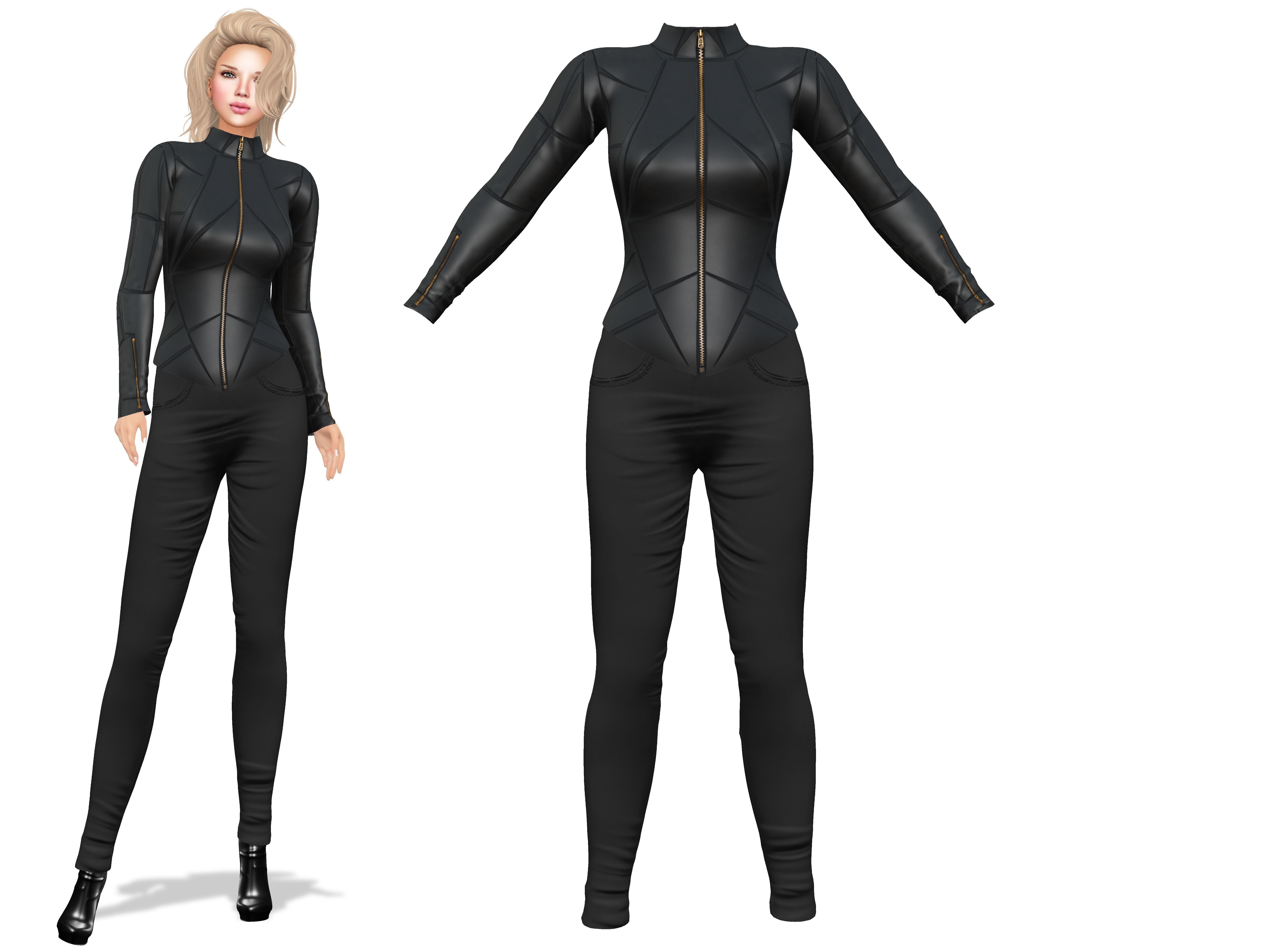 Geometric Patterns Futuristic Outfit Low-poly 3D model_2