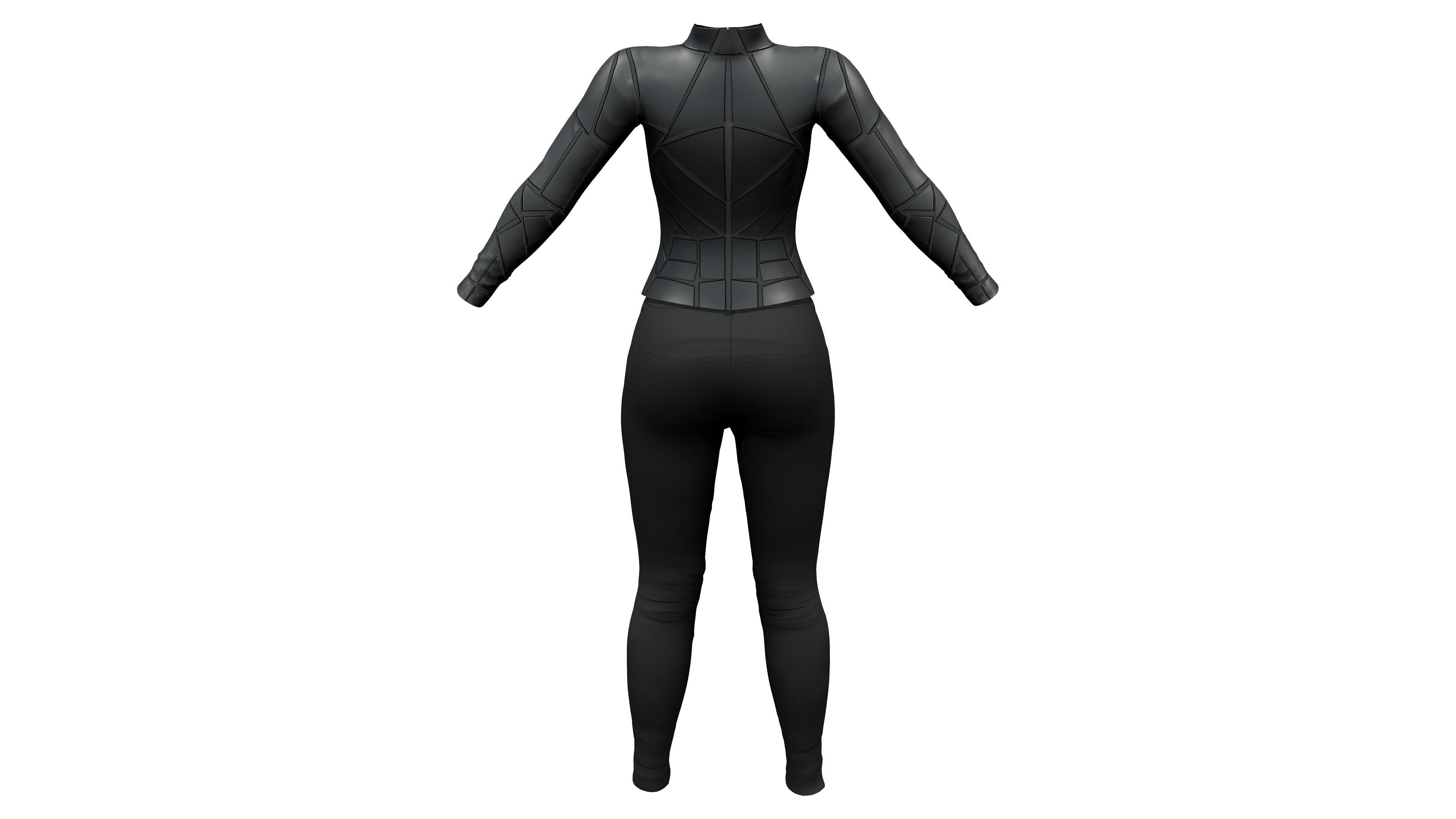 Geometric Patterns Futuristic Outfit Low-poly 3D model_7