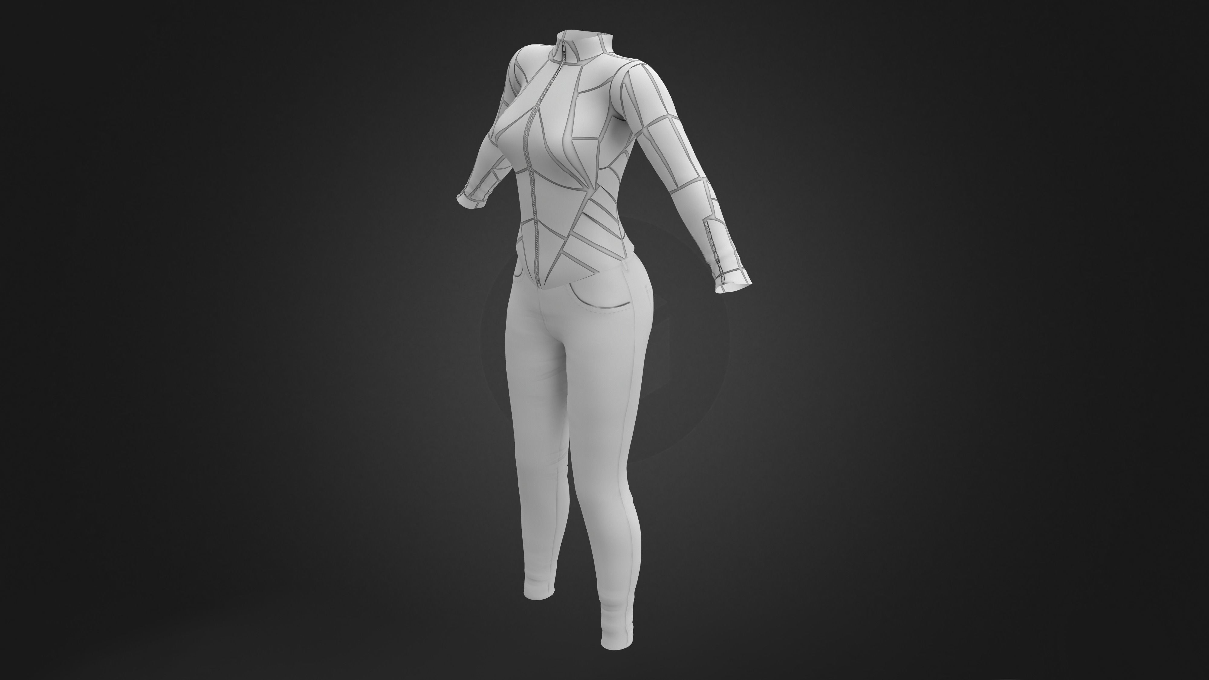Geometric Patterns Futuristic Outfit Low-poly 3D model_11