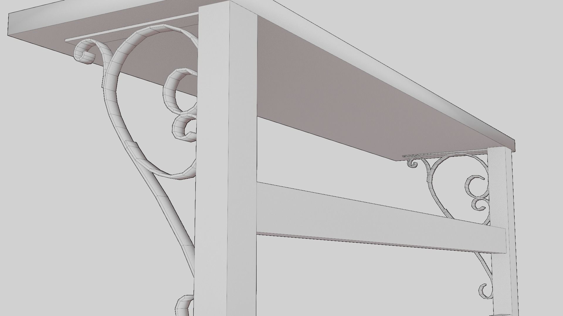 Old Coat Rack Shelf - game ready Low-poly 3D model_18