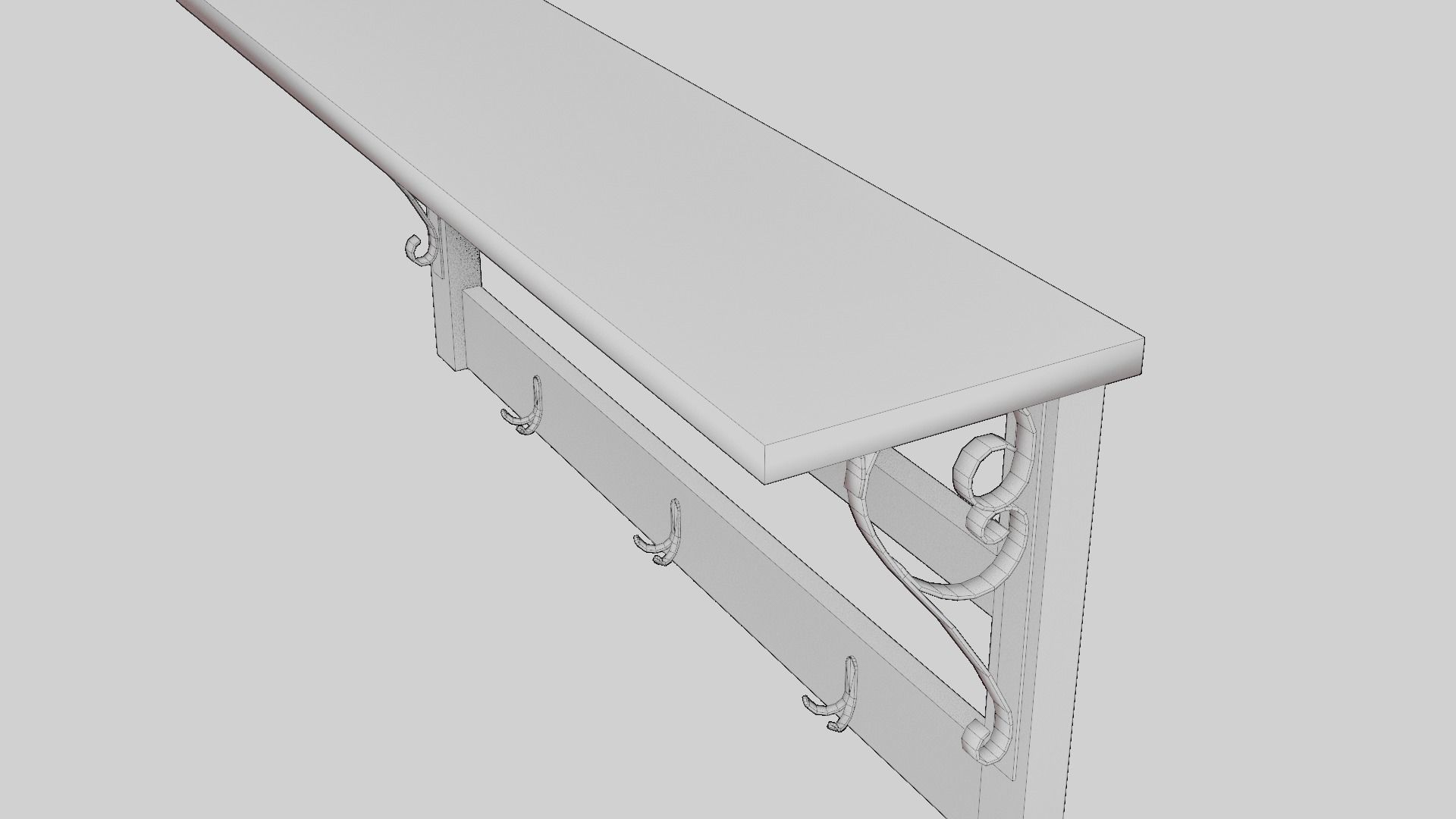 Old Coat Rack Shelf - game ready Low-poly 3D model_16