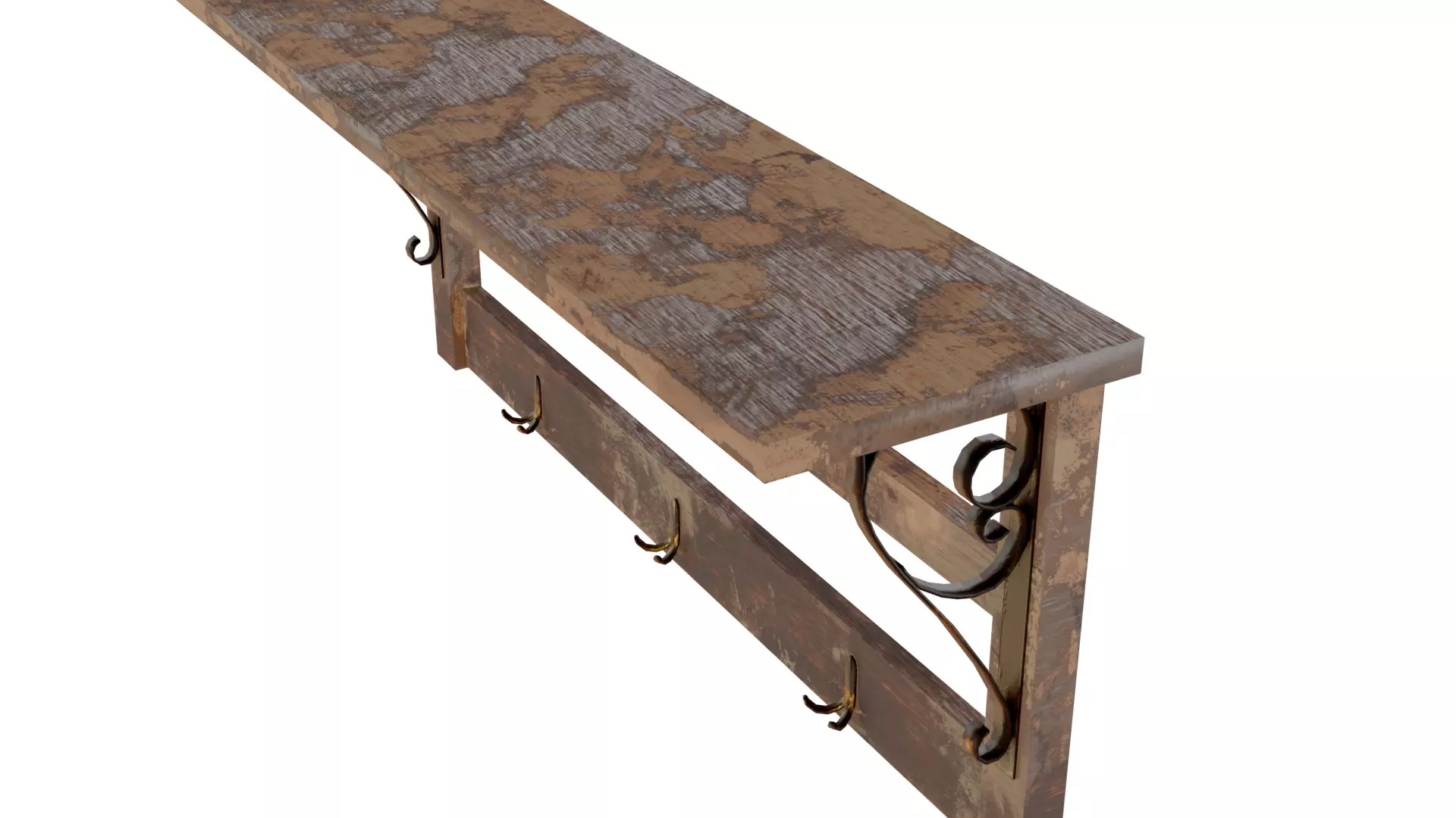 Old Coat Rack Shelf - game ready Low-poly 3D model