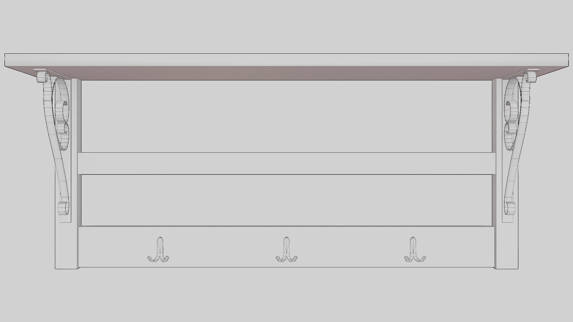 Old Coat Rack Shelf - game ready Low-poly 3D model_14