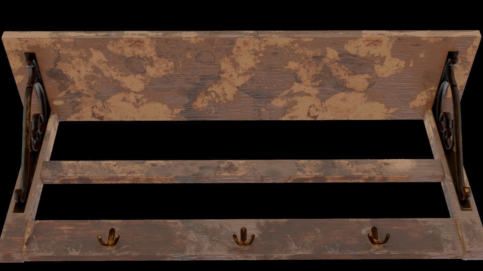 Old Coat Rack Shelf - game ready Low-poly 3D model_6
