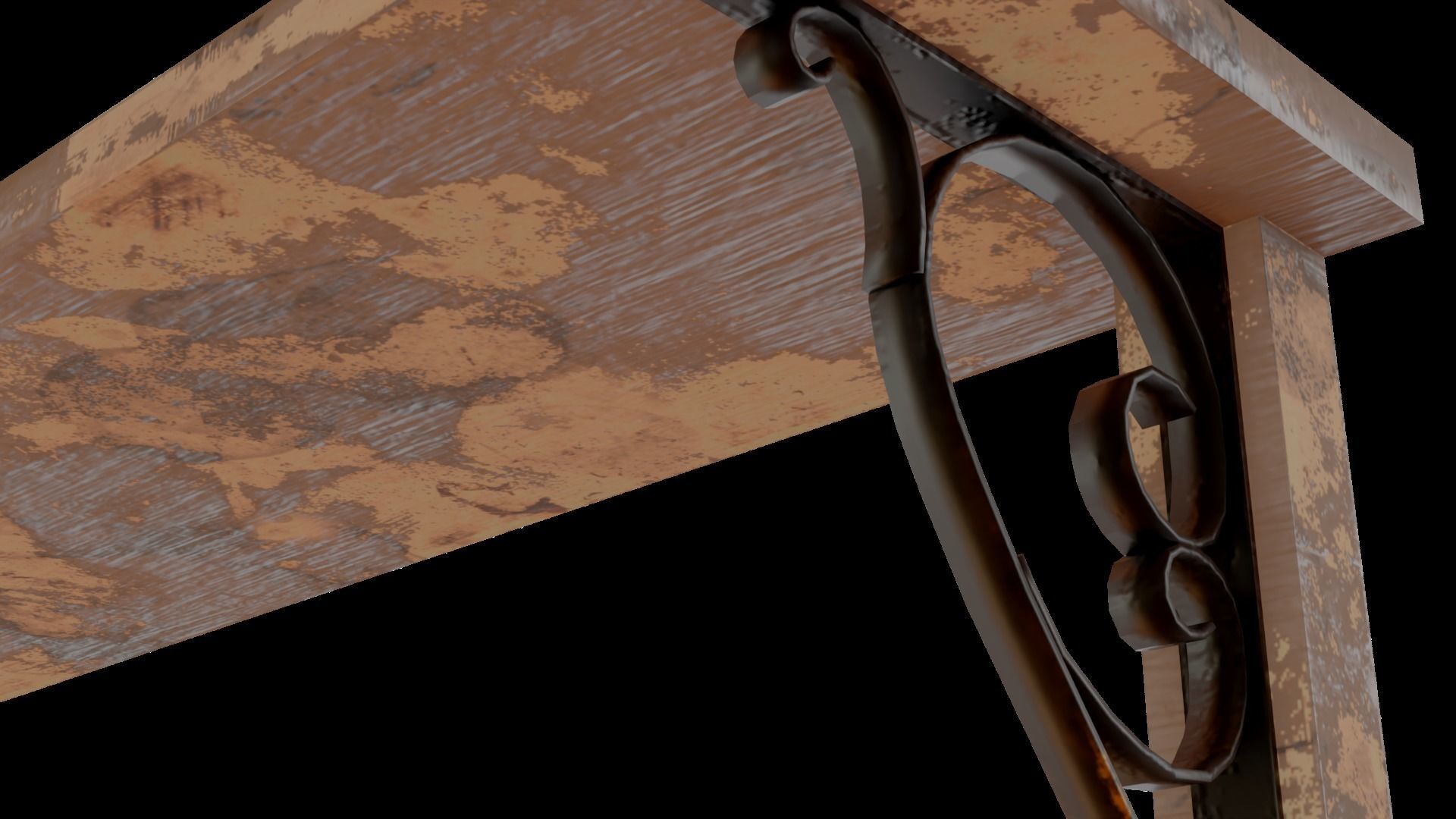 Old Coat Rack Shelf - game ready Low-poly 3D model_11