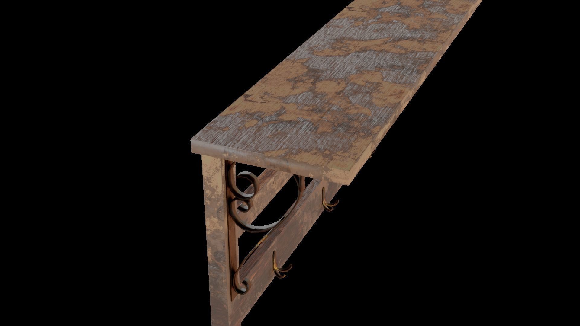 Old Coat Rack Shelf - game ready Low-poly 3D model_10