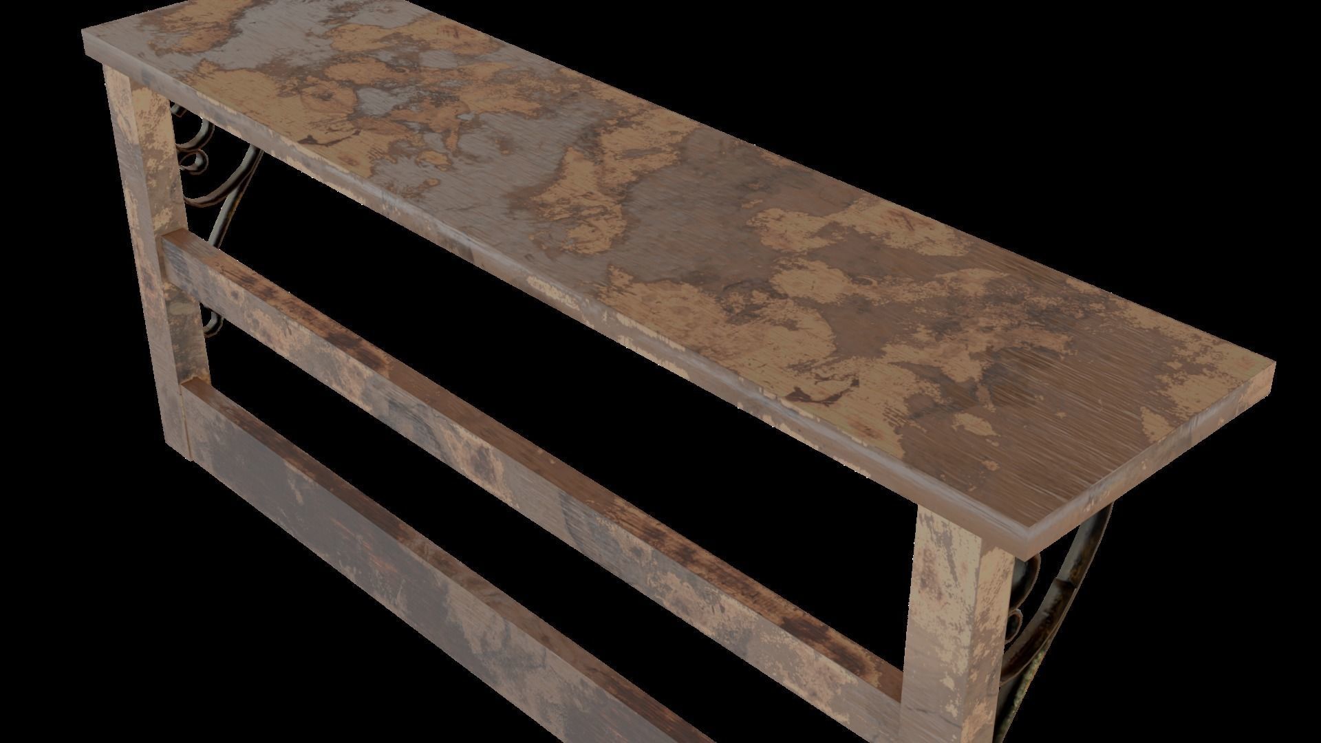 Old Coat Rack Shelf - game ready Low-poly 3D model_4