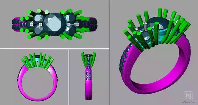 set Women ring with gems Eternity Veretta Solitario NC30322 3D print model