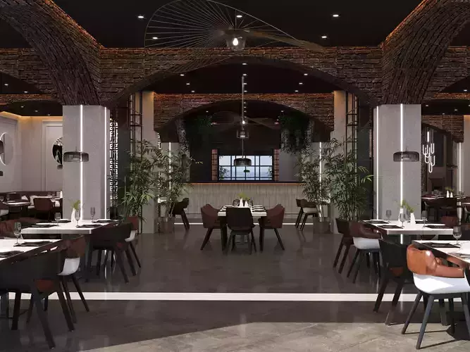 MODERN CAFE - CORONA 3D model