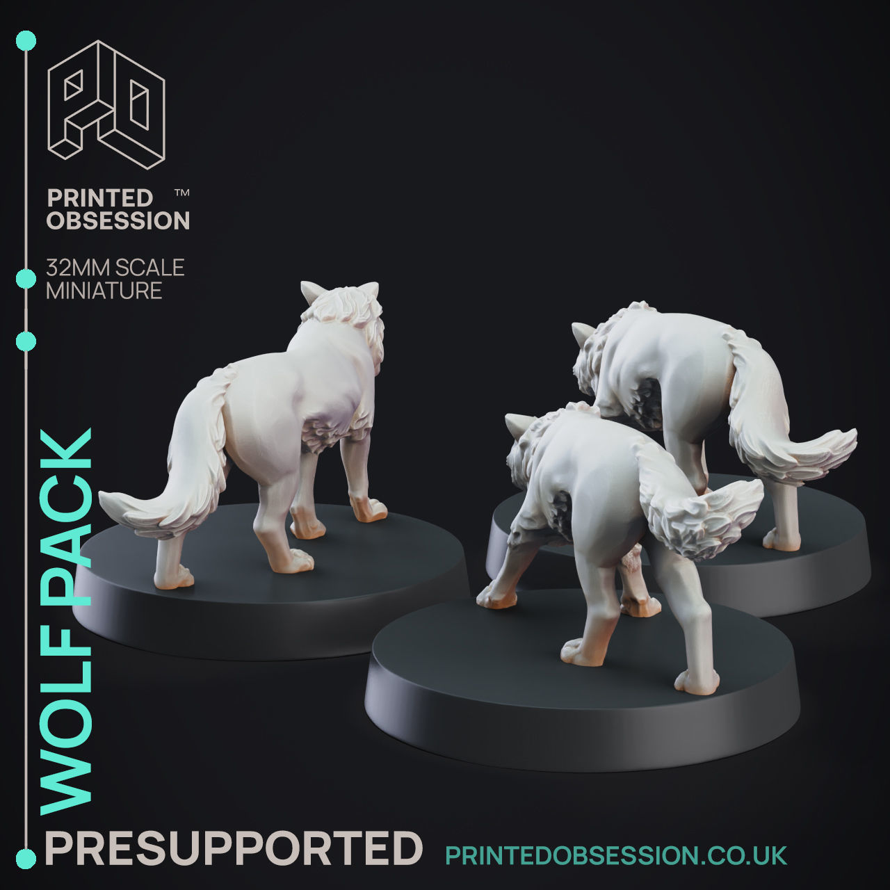 Wolf Pack - 3 Models - 3D Printable Miniatures 3D print model_2