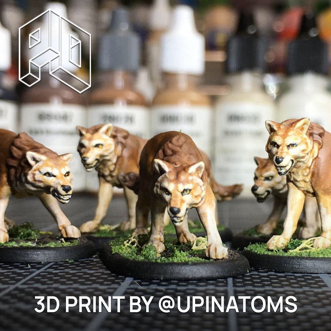 Wolf Pack - 3 Models - 3D Printable Miniatures 3D print model_4