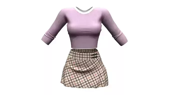 Tennis Outfit Top And Skirt Low-poly 3D model